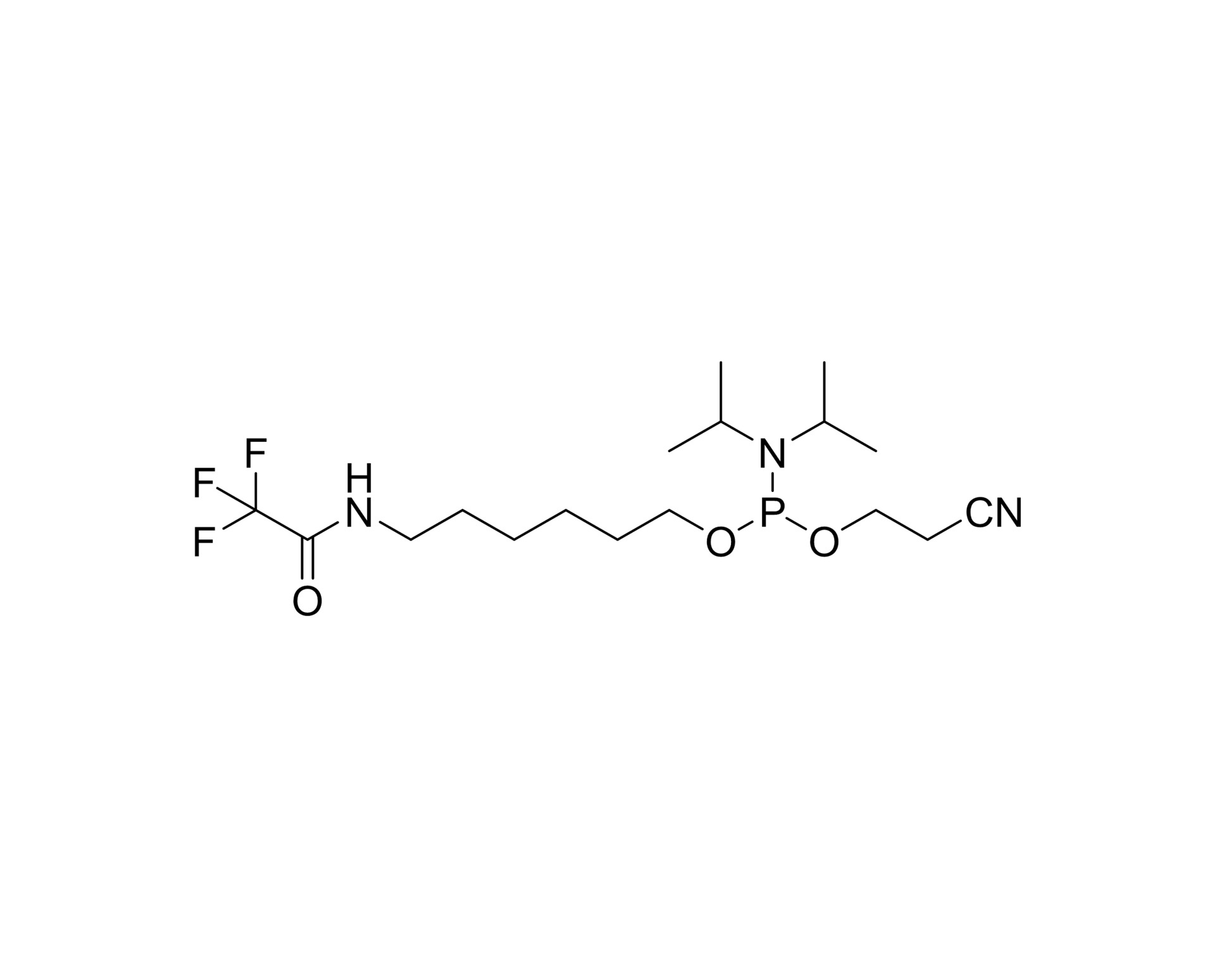Chemical structure of 5'-Amino-Modifier C6-TFA CE Phosphoramidite
