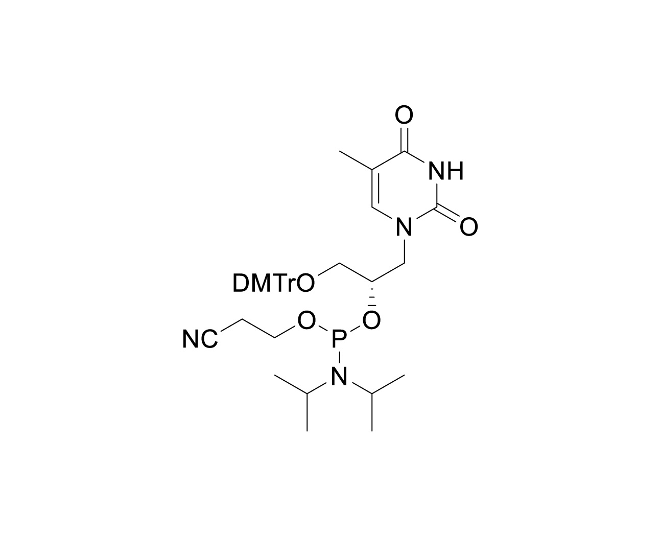 Chemical structure of DMTr-T-(S)-GNA Phosphoramidite