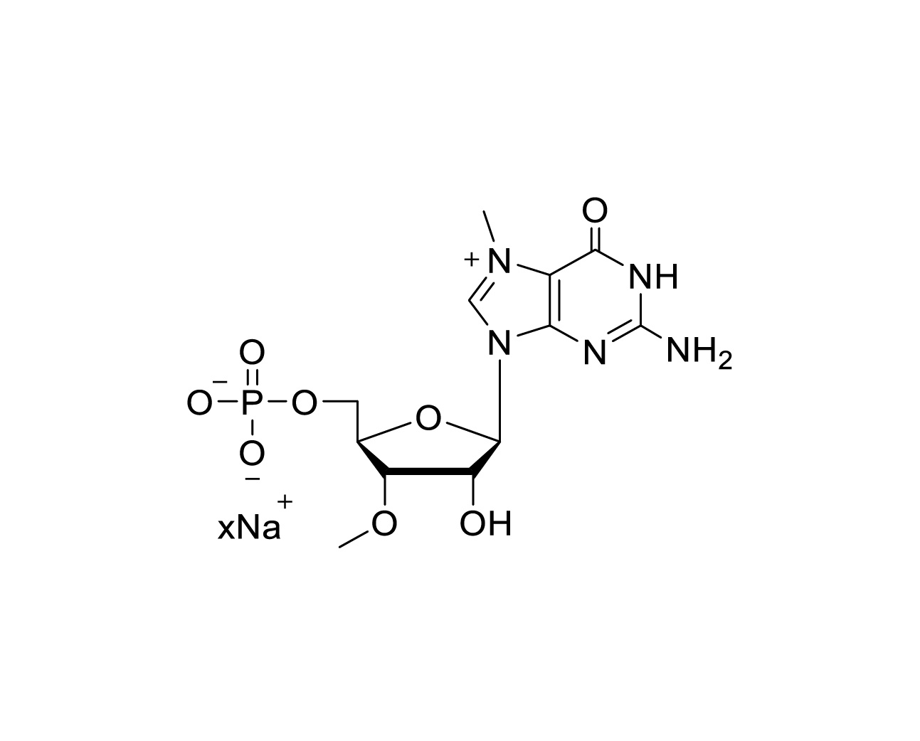 Chemical structure of 3'-OMe-m7GMP Sodium Salt