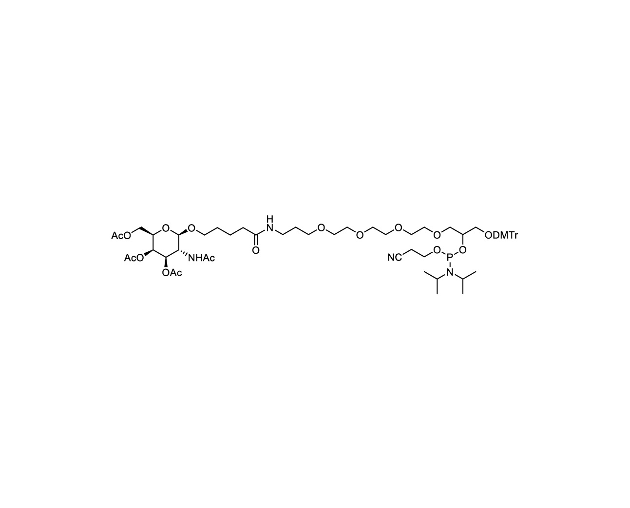 Chemical structure of GalNAc PEG Cluster Phosphoramidite
