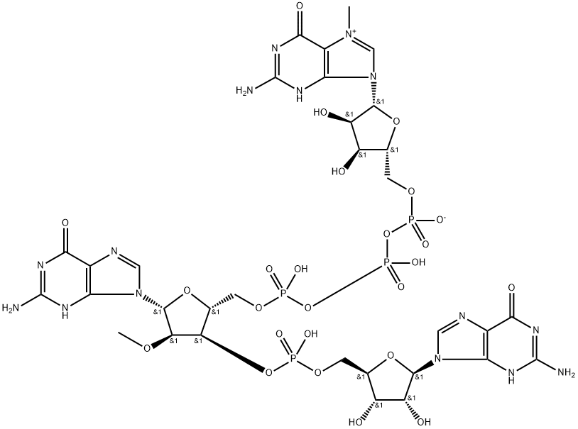 Chemical structure of m7G(5')ppp(5')(2'-OMeG)pG ammonium salt