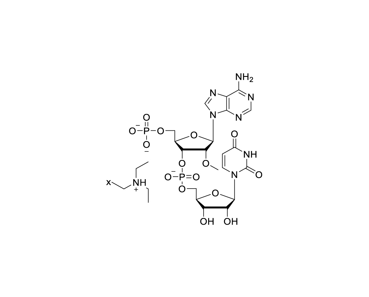 Chemical structure of (2'OMe-5'p-A)pU TEA Salt