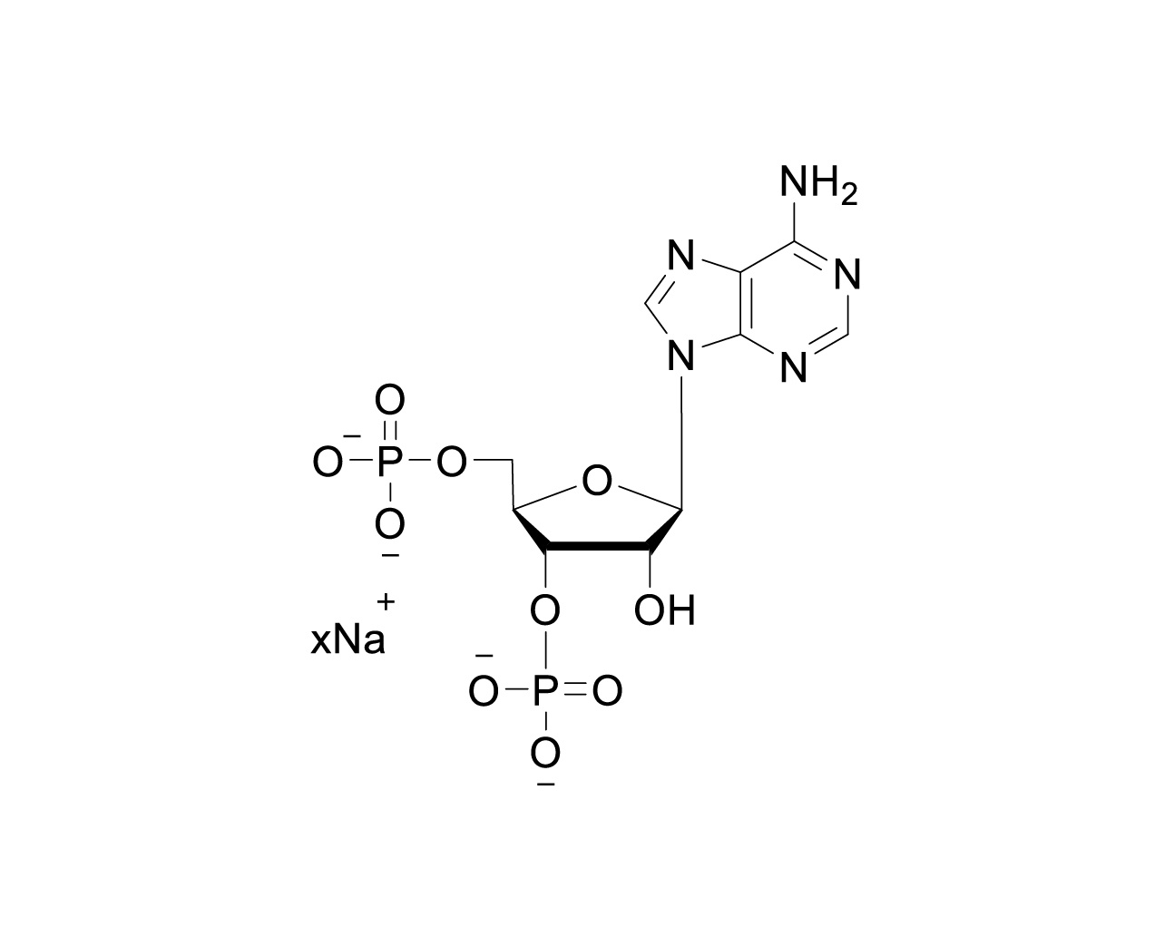 Chemical structure of 3',5'-Adenosine Diphosphate Sodium Salt