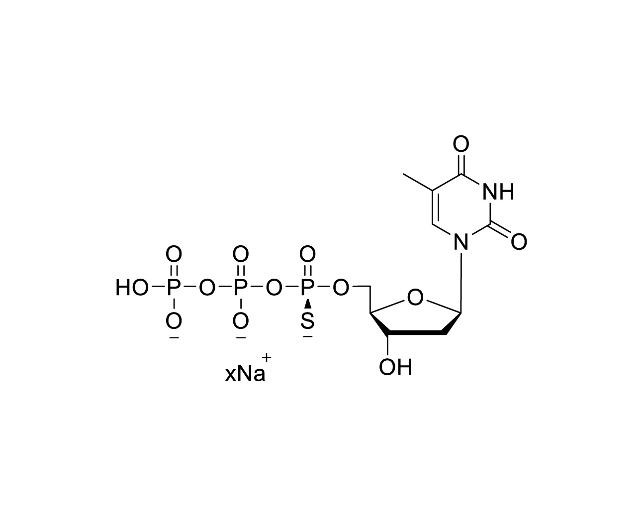 Chemical structure of dTTPαS (Sp isomer) Sodium Salt