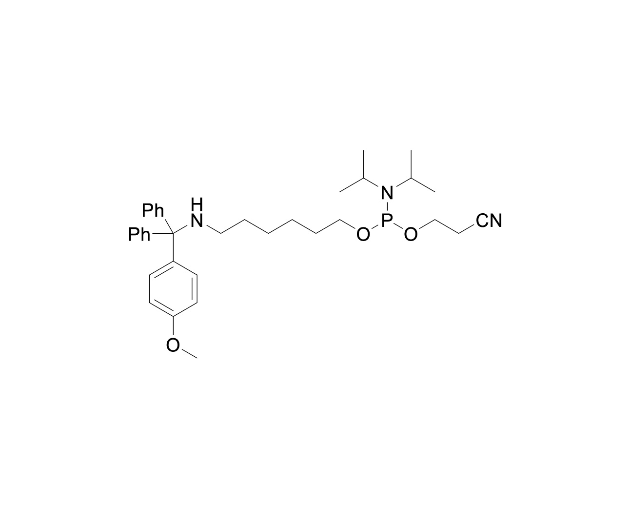 Chemical structure of MMT-hexylamine-linker Phosphoramidite