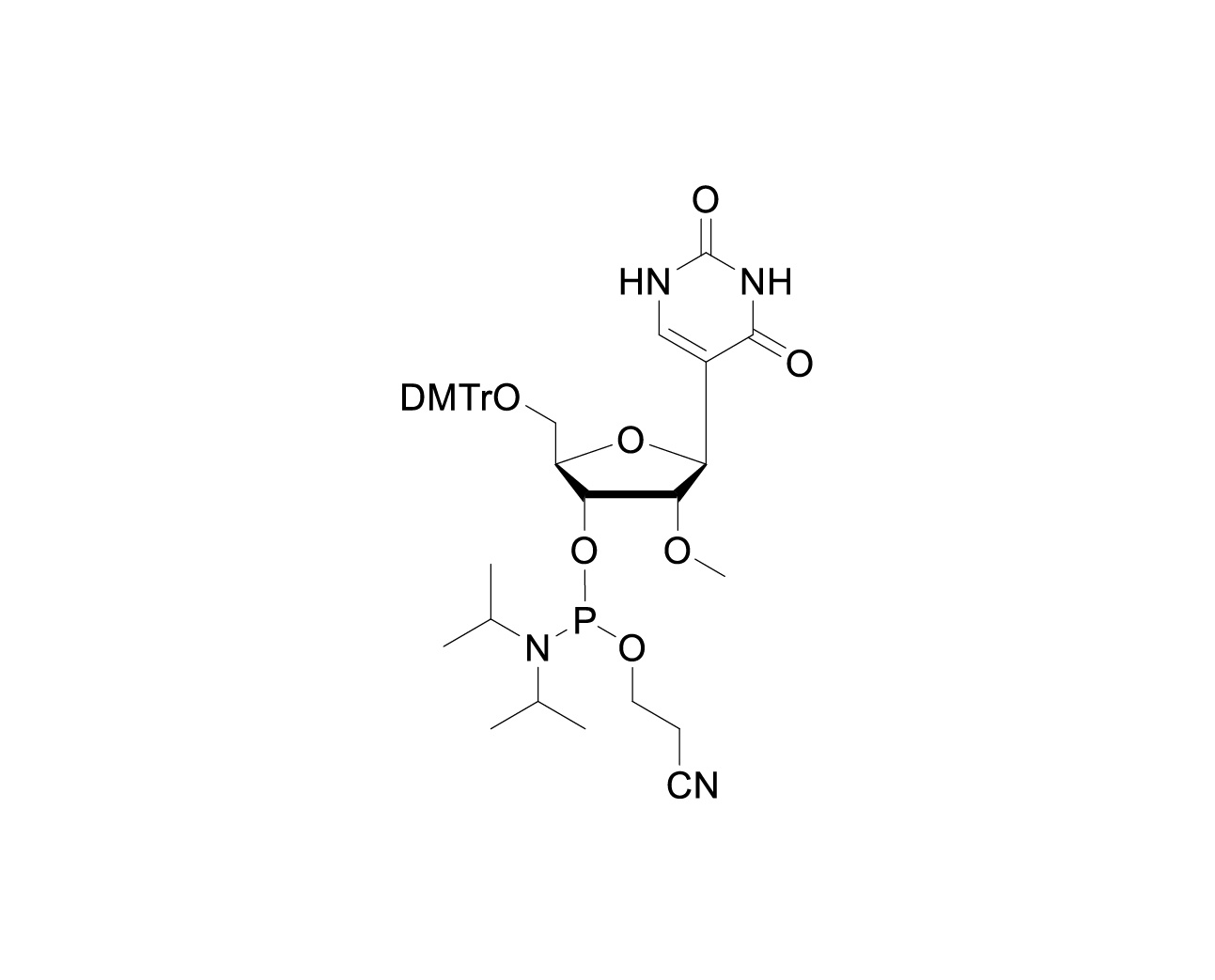 Chemical structure of DMTr-2'-O-Me-PseudoU-3'-CE-Phosphoramidite