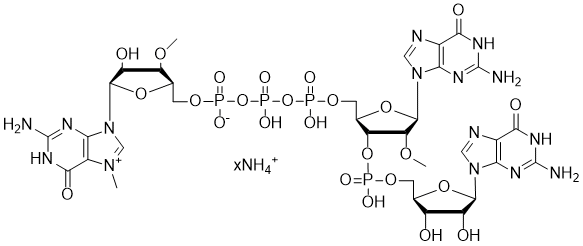 Chemical structure of m7(3'-OMeG)(5')ppp(5')(2'-OMeG)pG ammonium salt