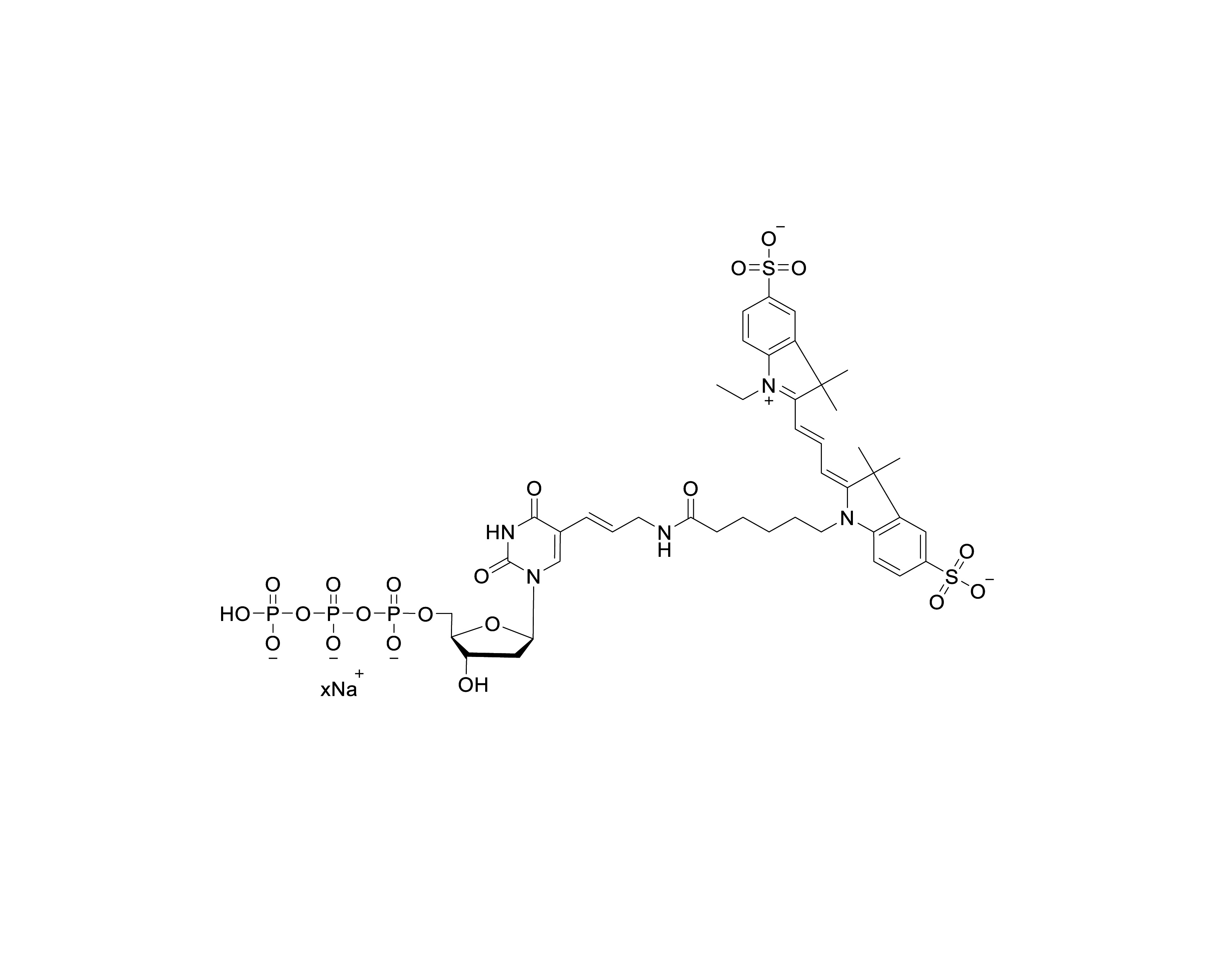 Chemical structure of Cy3-dUTP Sodium Salt