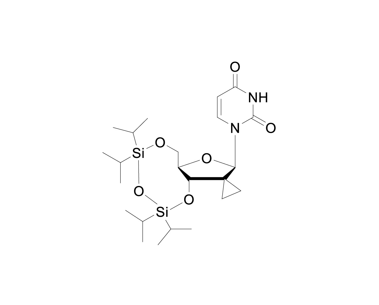 Chemical structure of 3',5'-O-TIPDS-2'-Spirocyclopropyl-U