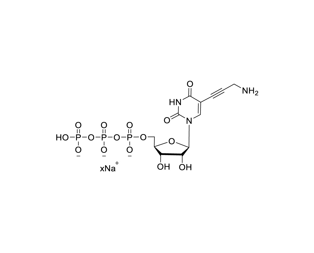 Chemical structure of 5-Aminpropargyl UTP Sodium Salt