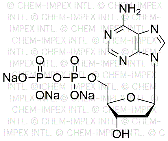 Chemical structure of 2'-Deoxyadenosine-5'-diphosphate trisodium salt