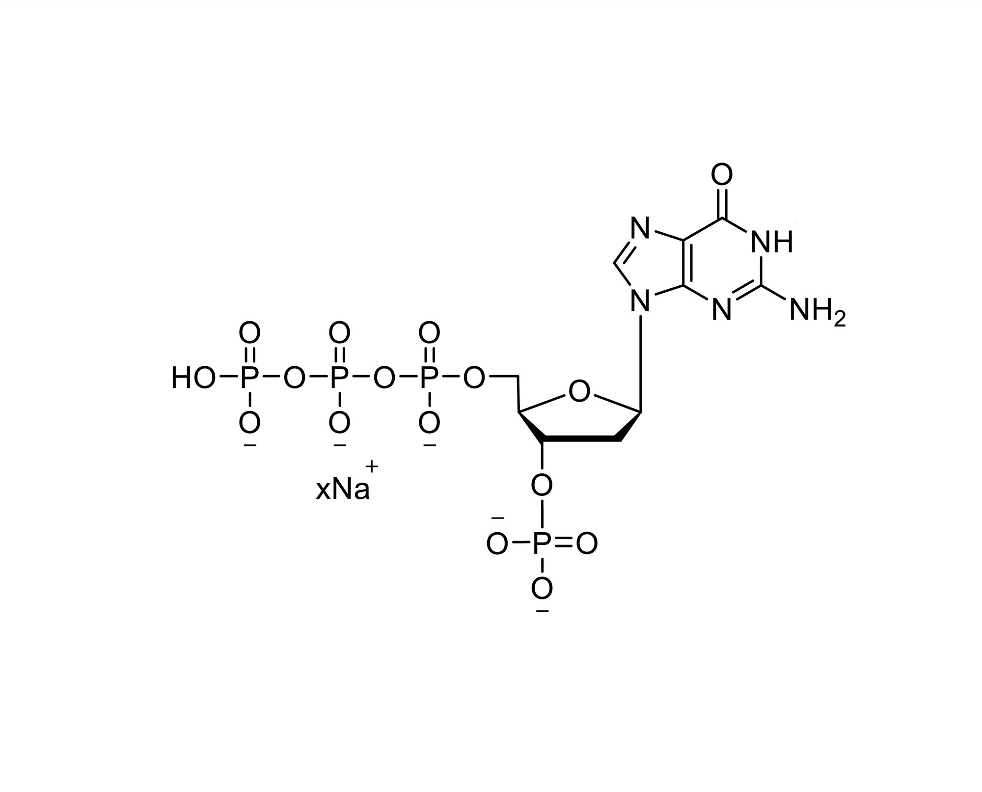 Chemical structure of 3'-P-dGTP Sodium Salt