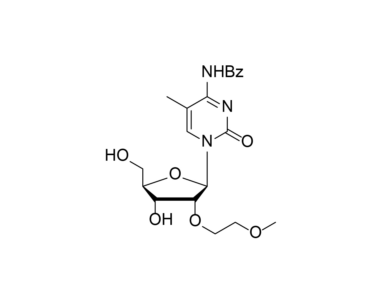 Chemical structure of 2'-O-MOE-5-Me-rC(Bz)