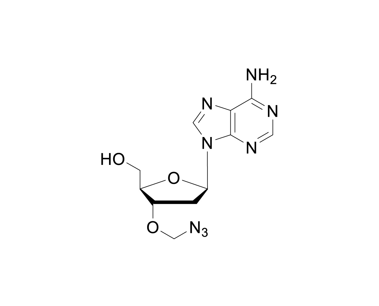 Chemical structure of 3'-O-azidomethylene-dA