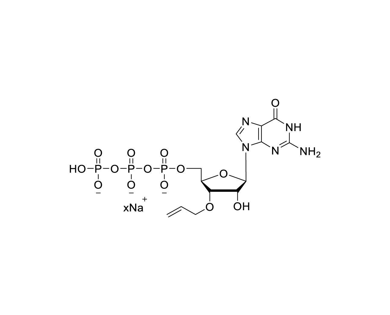 Chemical structure of 3'-O-Allyl-GTP Sodium Salt