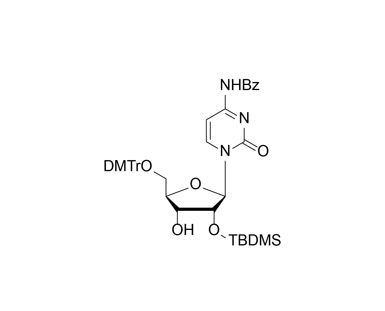 Chemical structure of 5'-O-DMTr-2'-O-TBDMS-rC(Bz)