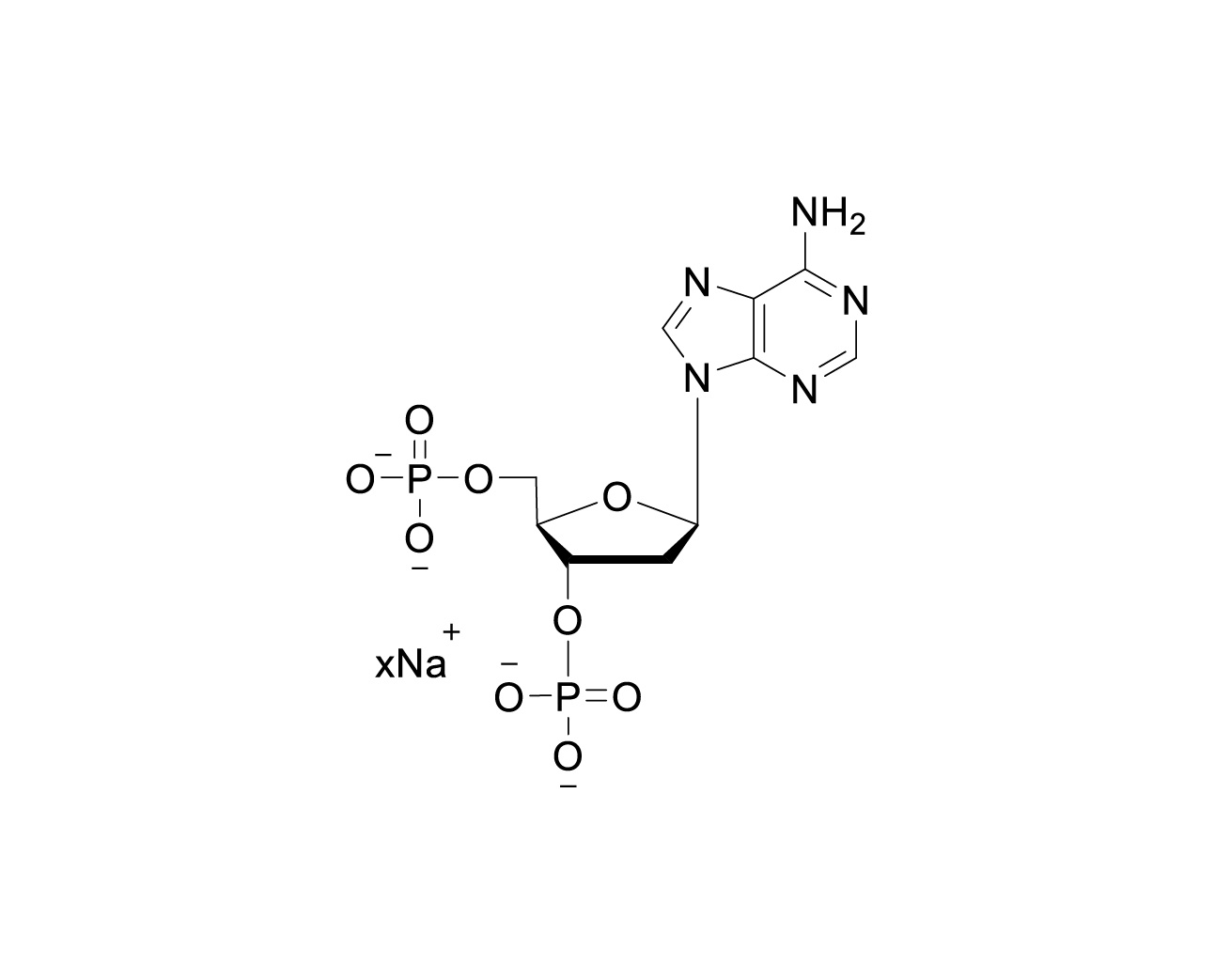 Chemical structure of 2'-deoxy-3',5'-ADP Sodium Salt
