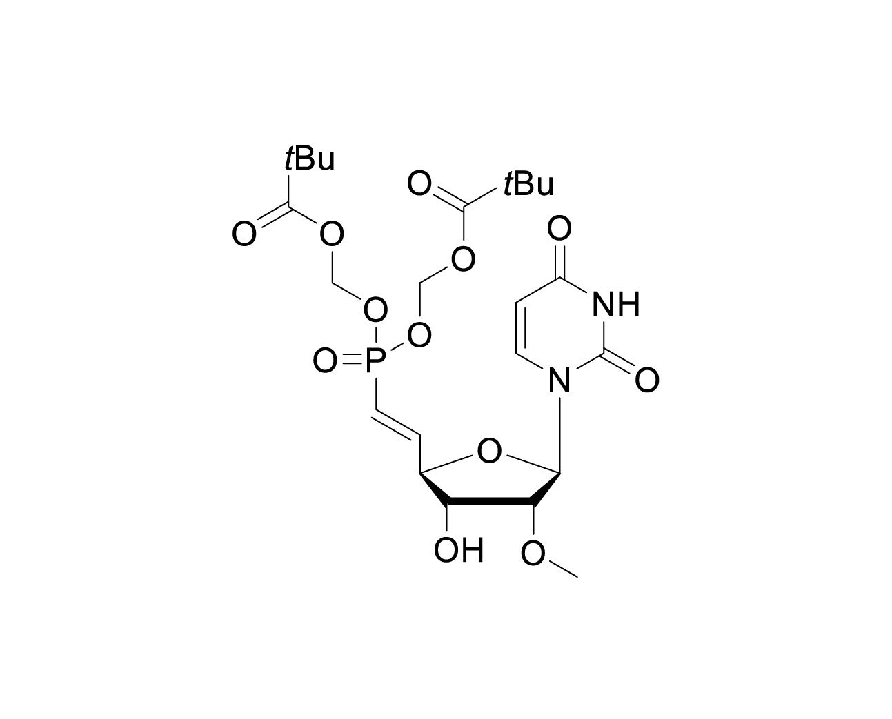 Chemical structure of 5'-POM-(E)-vinyl phosphonate-2'-O-Me-rU