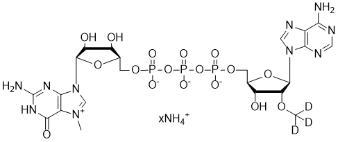 Chemical structure of m7G(5')ppp(5')(2'OCD3A) Ammonium Salt