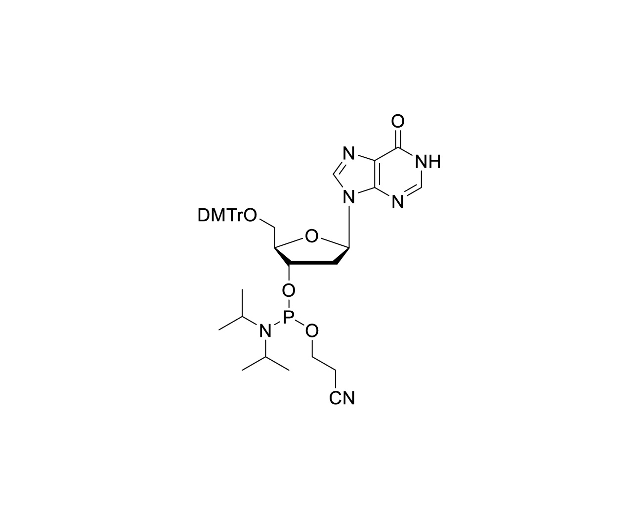 Chemical structure of DMTr-dI-3'-CE-Phosphoramidite