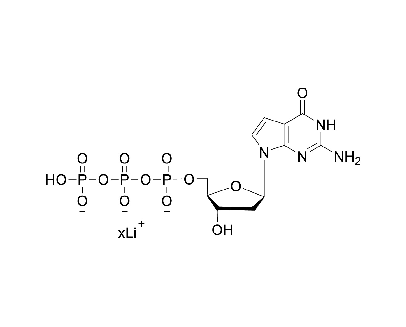 Chemical structure of 7-deaza-dGTP Lithium Salt