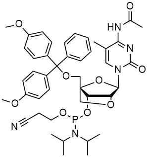 Chemical structure of DMTr-2'-O-4'-C-Locked-5-Me-rC(Ac)-3'-CE-Phosphoramidite