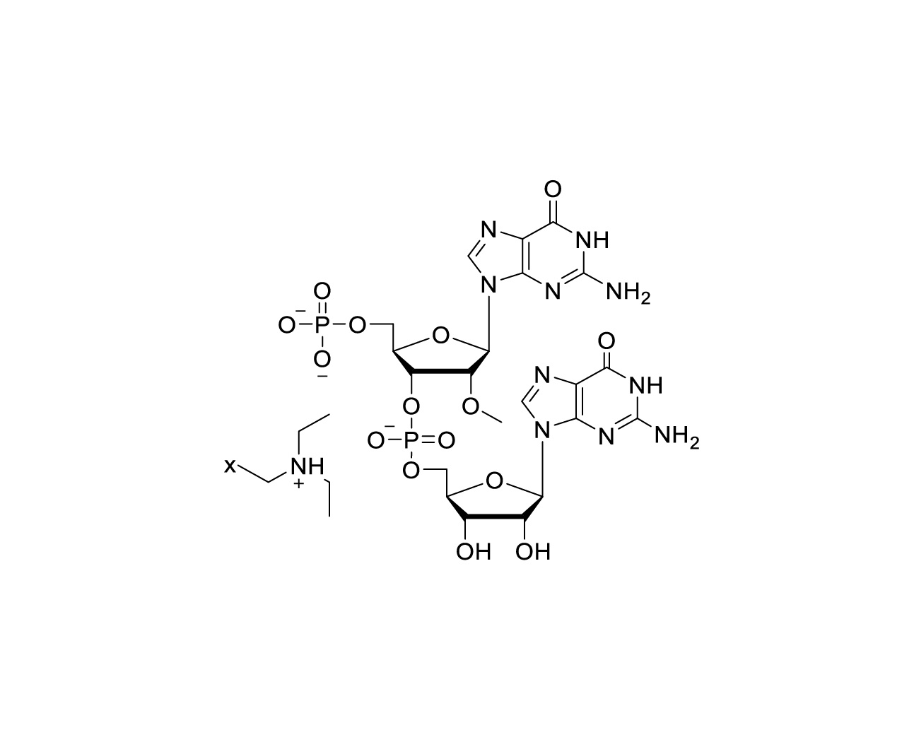 Chemical structure of (2'OMe-5'p-G)pG TEA Salt