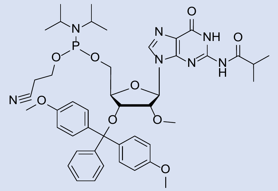 Chemical structure of 2'-OMe-G(iBu)-CE-Reverse Phosphoramidite