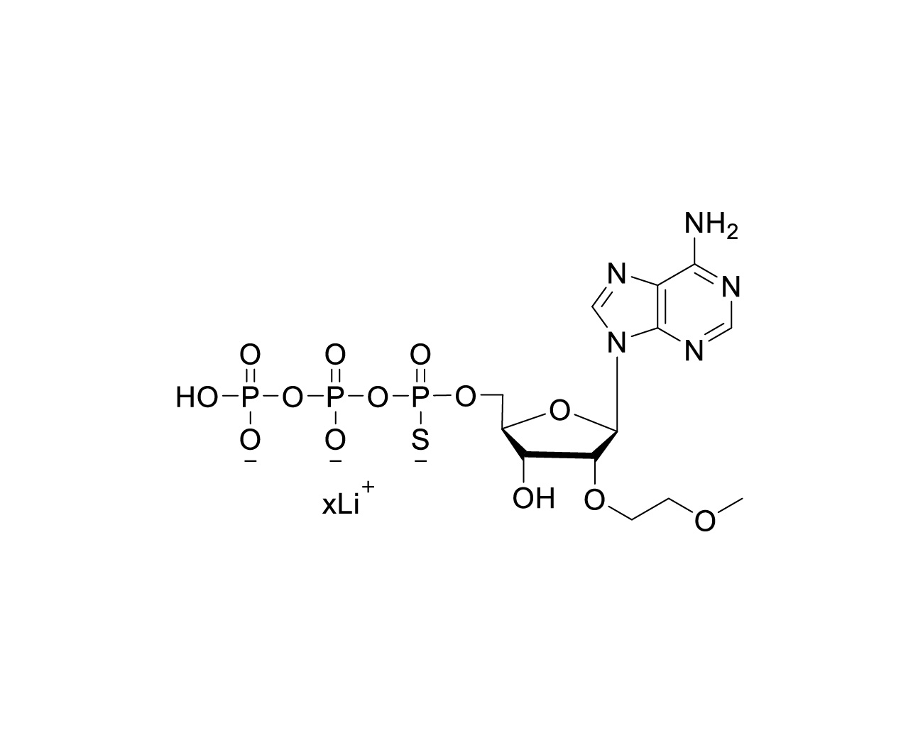Chemical structure of 2'-O-MOE-ATP(αS) Lithium Salt