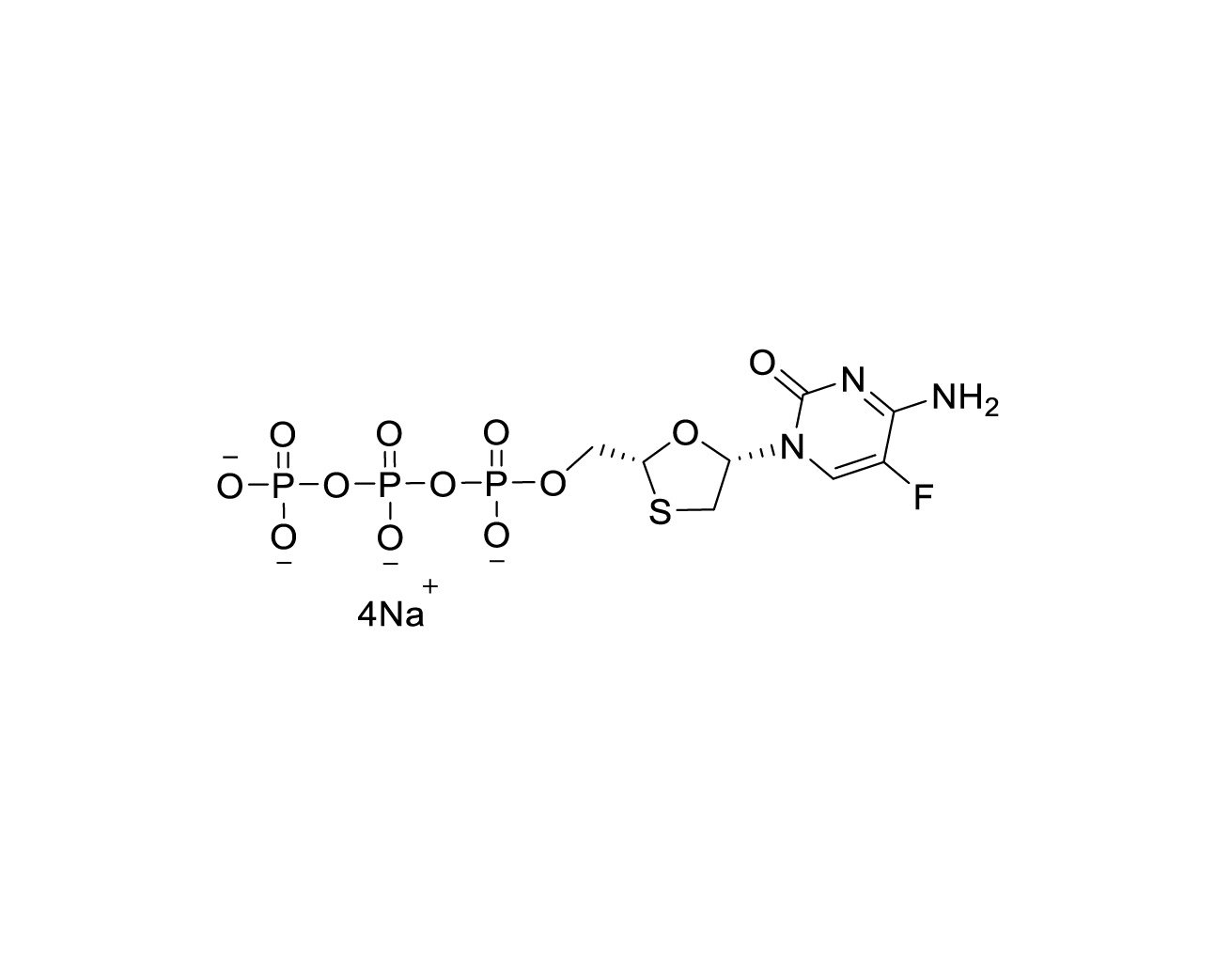 Chemical structure of (-)-Emtricitabine Triphosphate Tetrasodium Salt