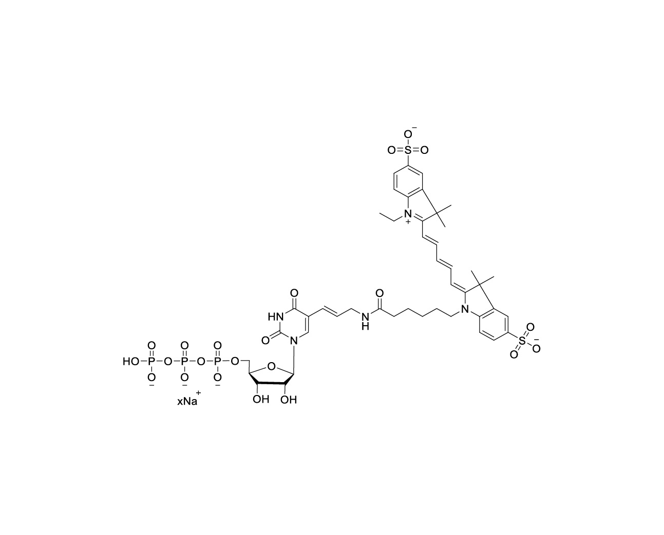 Chemical structure of Cy5-UTP Sodium Salt