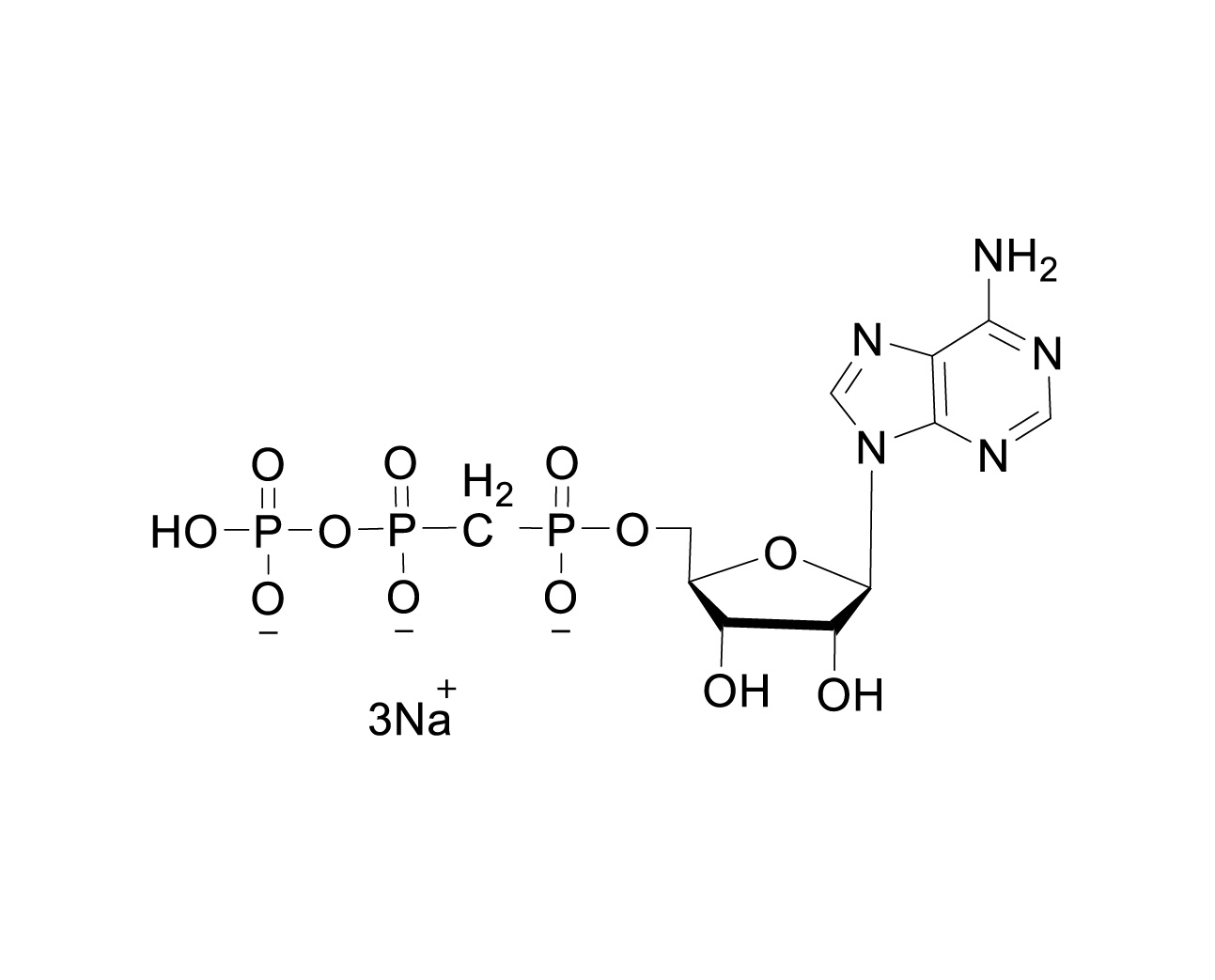 Chemical structure of α,β-Methylene-ATP Trisodium Salt
