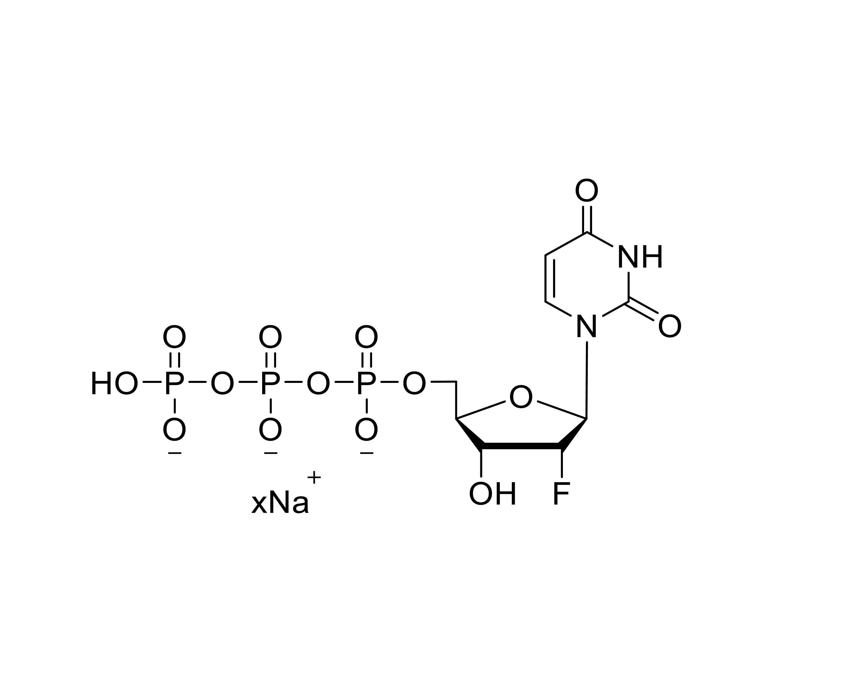 Chemical structure of 2'-F-dUTP Sodium Salt
