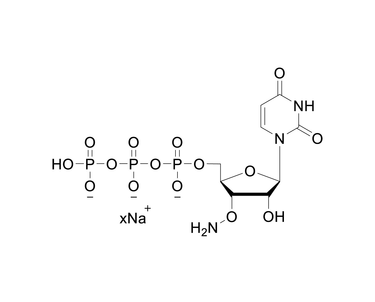 Chemical structure of 3'-ONH₂-UTP Sodium Salt