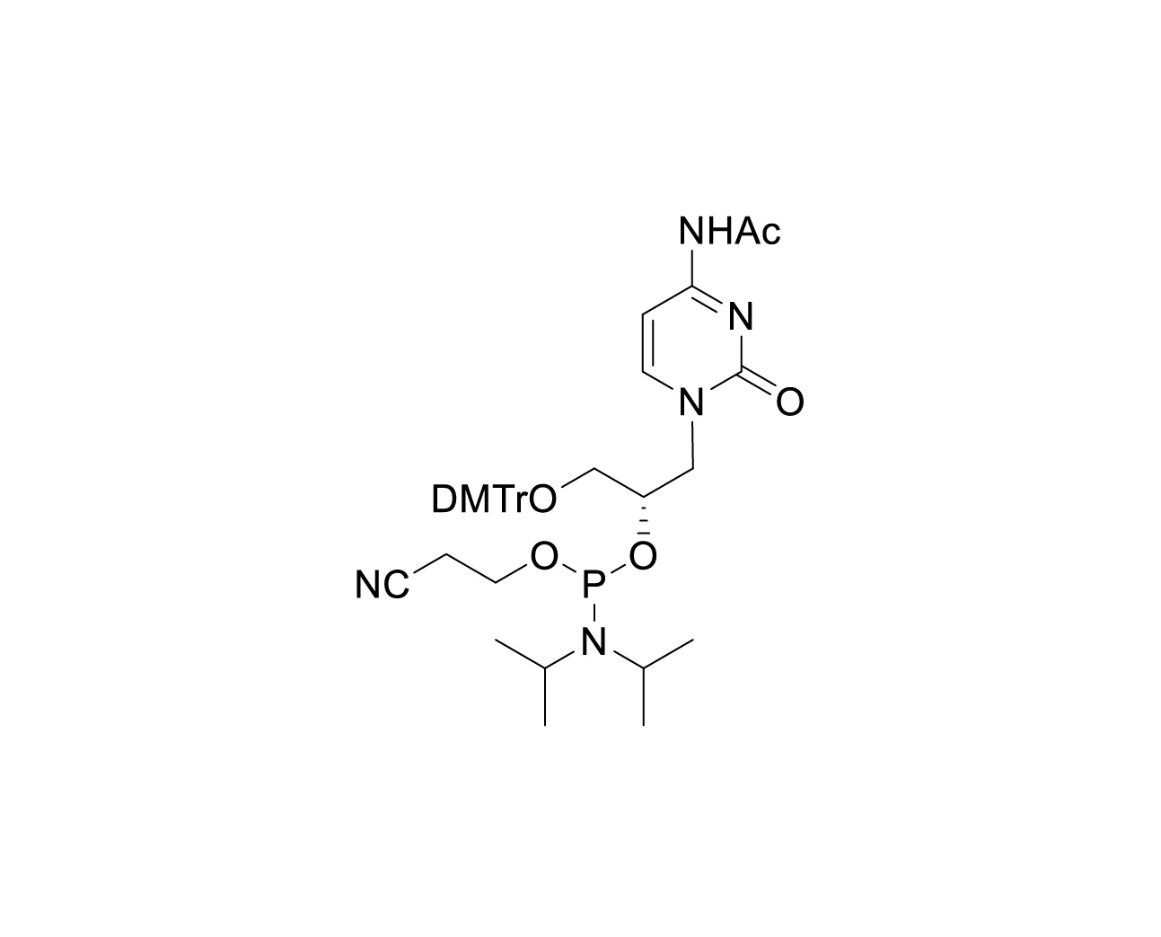 Chemical structure of DMTr-C(Ac)-(S)-GNA Phosphoramidite