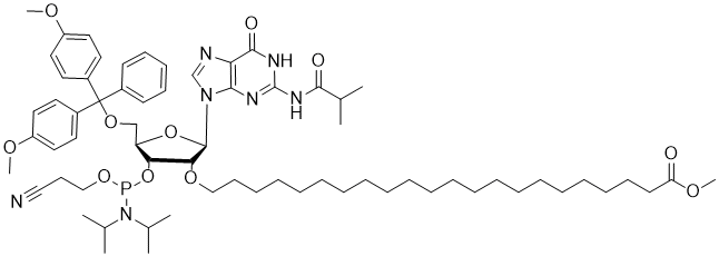 Structure of DMTr-2'-O-(Methyl behenate)-rG(iBu)-3'-CE-Phosphoramidite