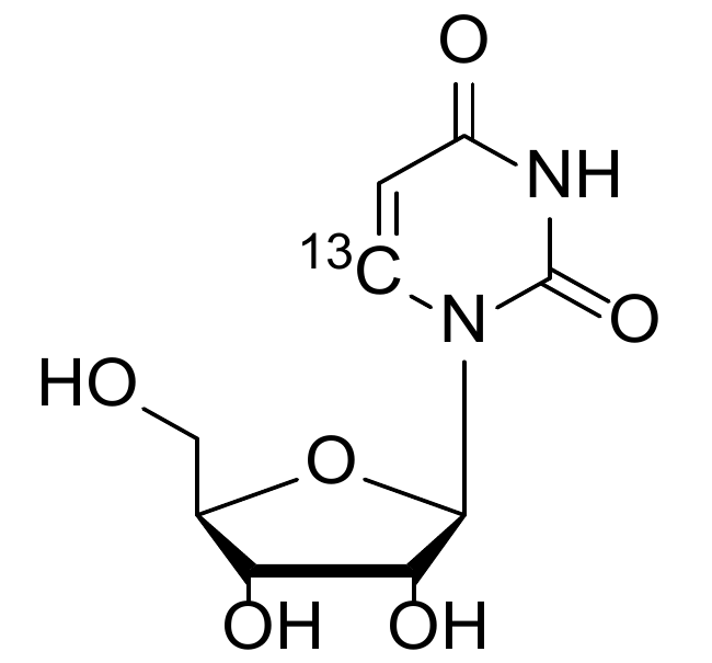 Chemical structure of Uridine-6-13C