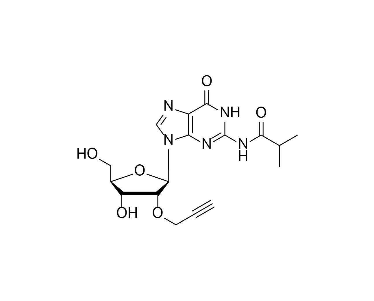 Chemical structure of 2'-O-propargyl-rG(iBu)
