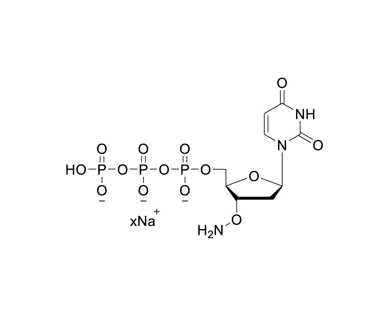 Chemical structure of 3'-ONH₂-dUTP Sodium Salt