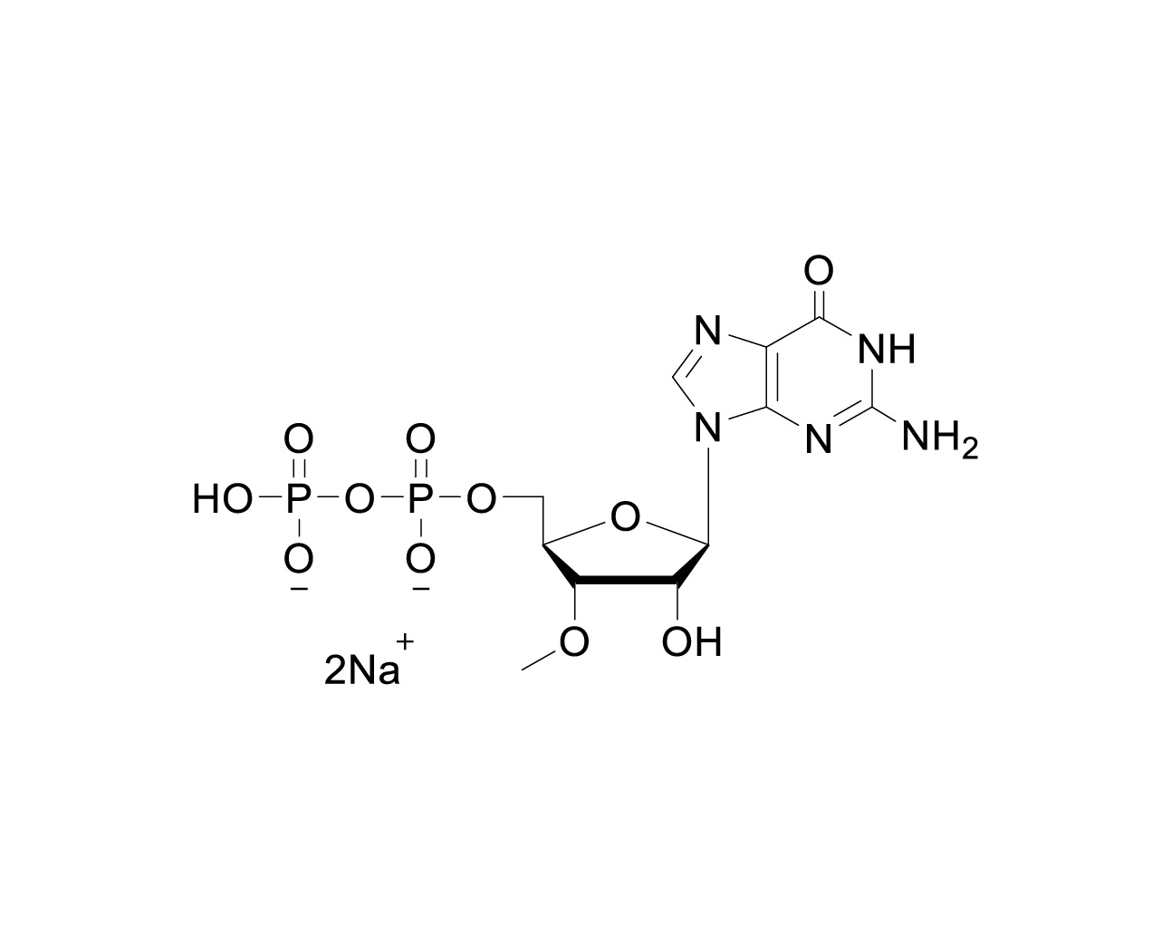 Chemical structure of 3'-OMe-GDP Disodium Salt