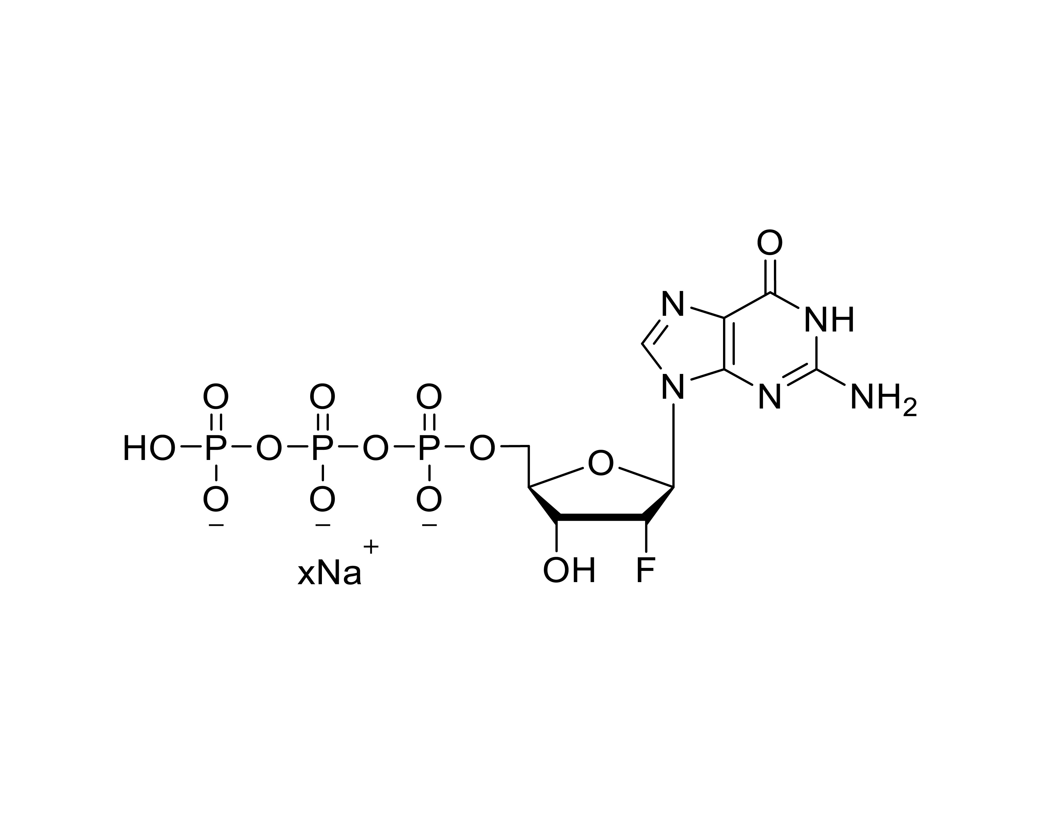 Chemical structure of 2'-F-dGTP Sodium Salt