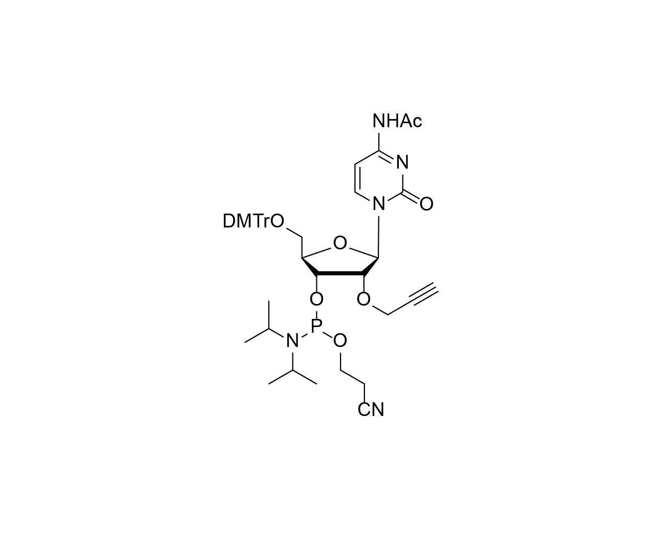 Chemical structure of DMTr-2'-O-propargyl-rC(Ac)-3' -CE-Phosphoramidite