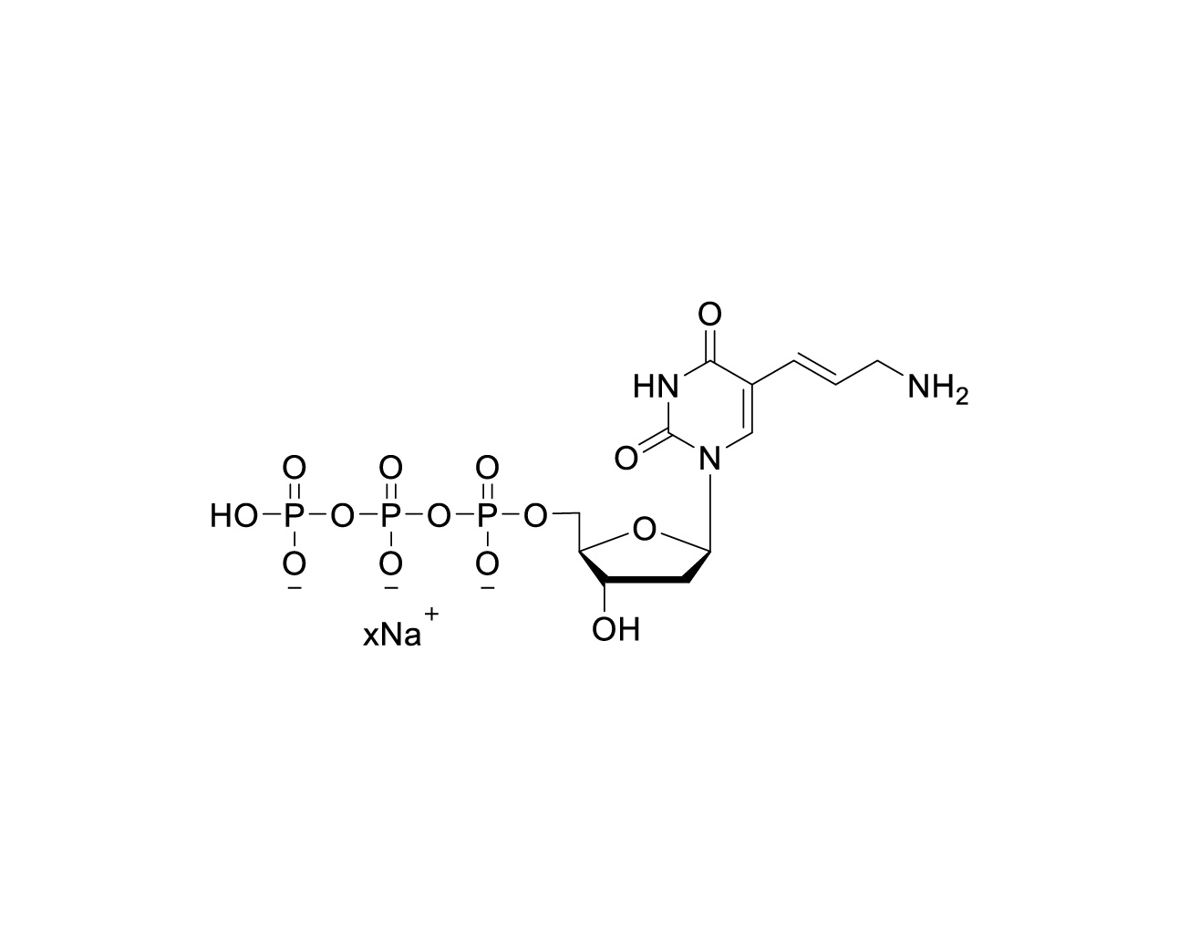Chemical structure of 5-Aminoallyl-dUTP Sodium Salt