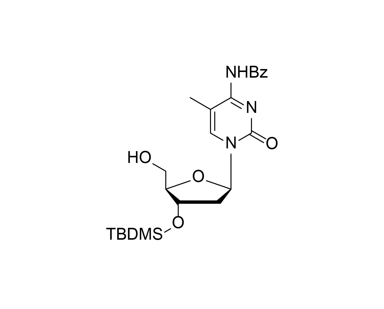 Chemical structure of 3'-O-TBDMS-2'-5-Me-dC(Bz)