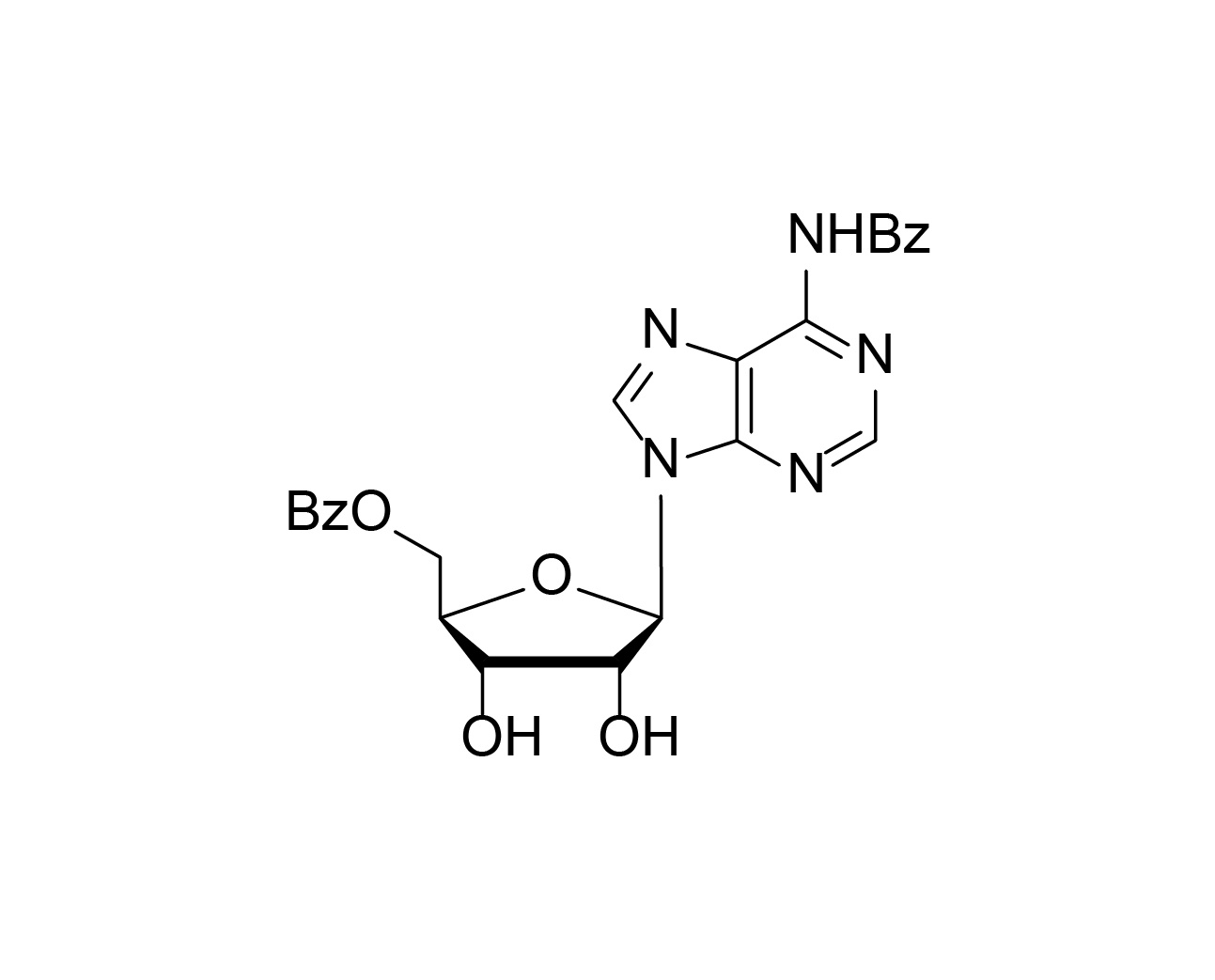 Chemical structure of 5'-O-Bz-rA(Bz)