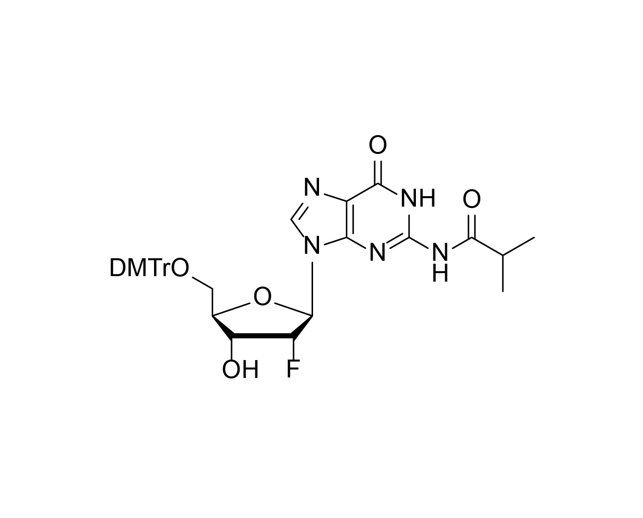 Chemical structure of 5'-O-DMTr-2'-F-dG(iBu)