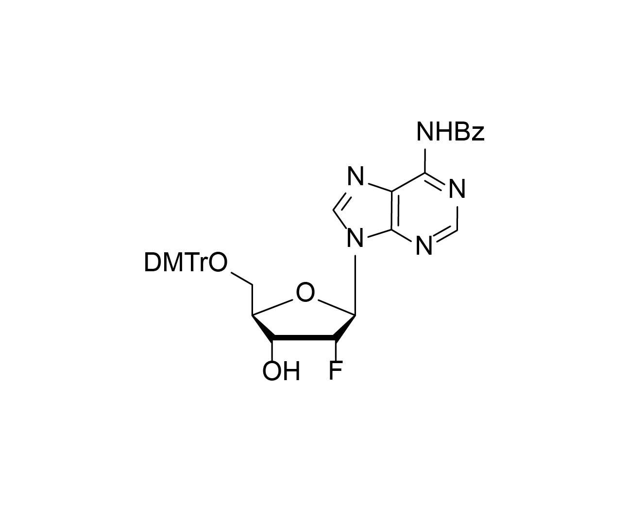 Chemical structure of 5'-O-DMTr-2'-F-dA(Bz)