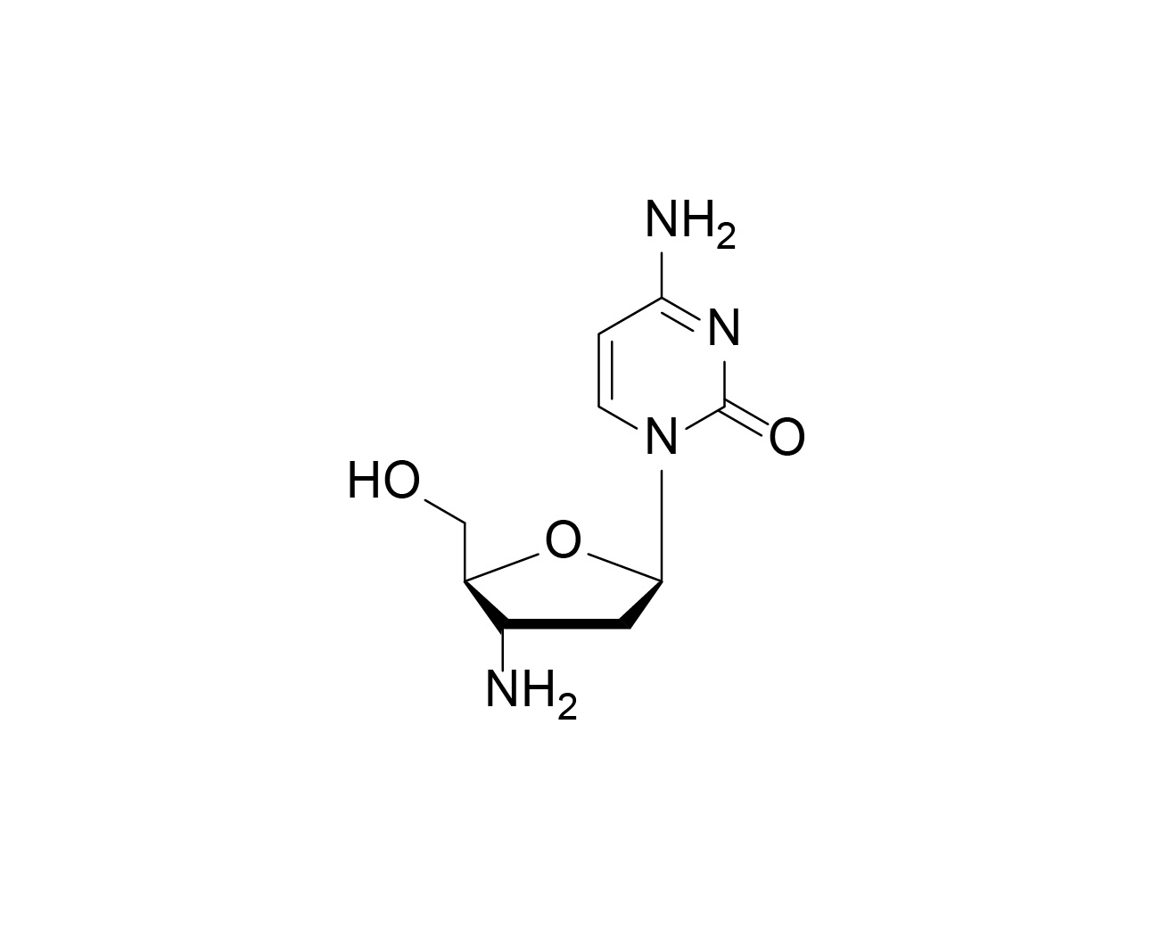 Chemical structure of 3'-NH₂-ddC