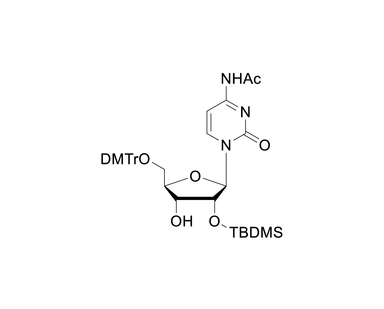 Chemical structure of 5'-O-DMTr-2'-O-TBDMS-rC(Ac)