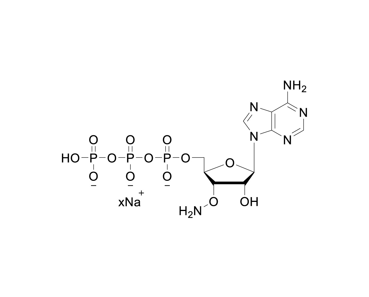 Chemical structure of 3'-ONH₂-ATP Sodium Salt